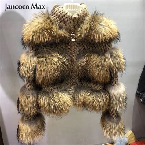 buy fashion style women real raccoon fur jacket top quality winter thick warm