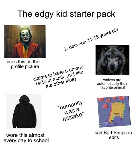 The Edgy Kid Starter Pack Rstarterpacks Starter Packs Know Your