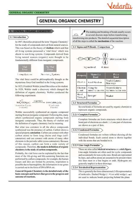 Class 11 Chemistry Revision Notes For Chapter 12 Organic Chemistry