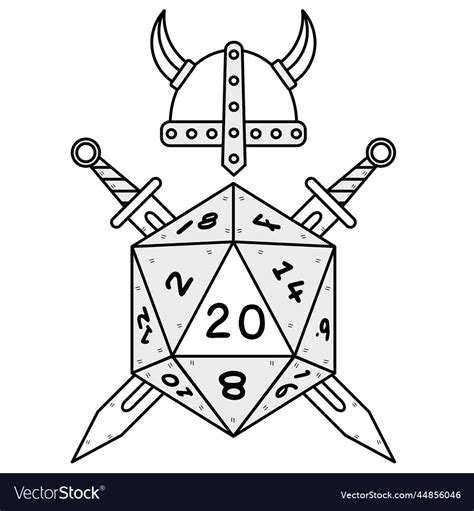 Dice D20 For Playing Dnd Dungeon And Dragons Boar Vector Image