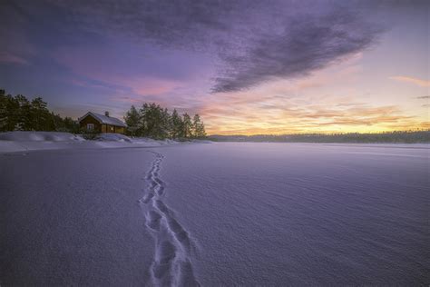Papeis De Parede Noruega Invierno Lago Céu Neve Naturaleza Baixar Imagens
