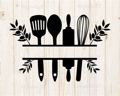 Ustensiles De Cuisine Split Monogramme SVG Cuisine Svg Cuisine Avec Olives SVG Svg Cuisine