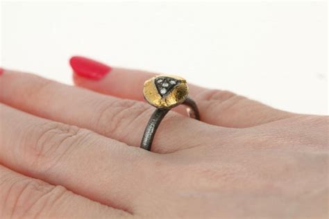 Customizable New Bora Diamond Ring Sterling Silver And 18k Yellow Gold