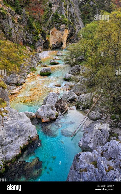 Canyon Of Soca River Julian Alps Slovenia Europe Stock Photo Alamy