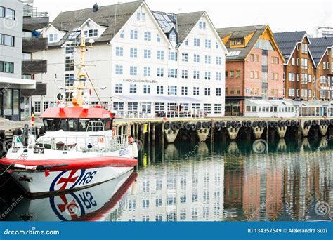 Harbor And Waterfront With Old Wooden Buildings Editorial Stock Image