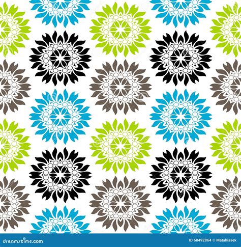 Seamless Vibrant Colored Floral Pattern Stock Vector Illustration Of