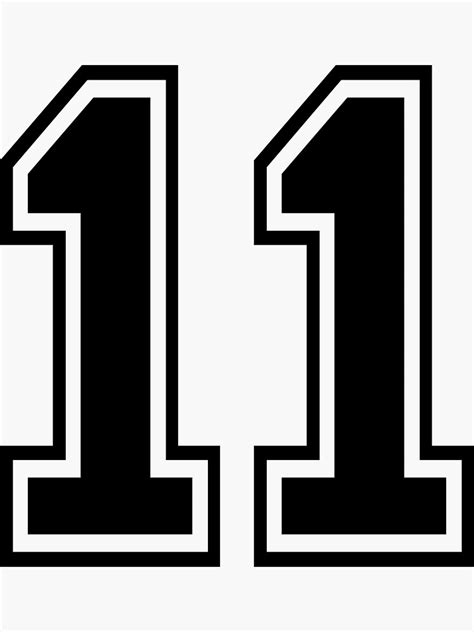 11 Uniform Numbers In Black With A Black Outside Contour Line Number