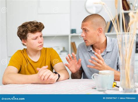 Sit Down Conversation Of Dad And Son Stock Image Image Of Speaking
