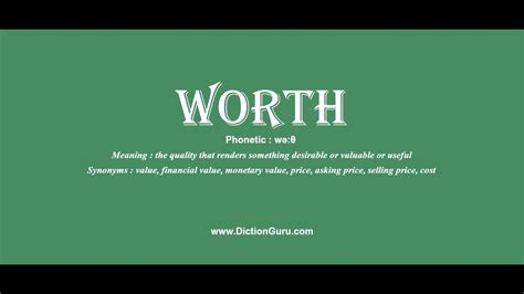 Worth How To Pronounce Worth With Phonetic And Examples Youtube