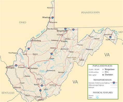 West Virginia Road Map United States Map