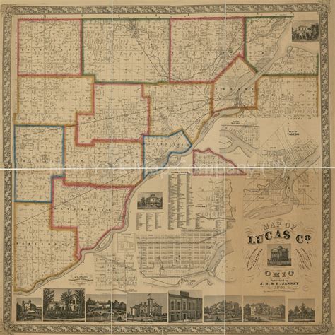Map 1861 Map Of Lucas Co Ohio Cadastral Landowners Lucas Etsy