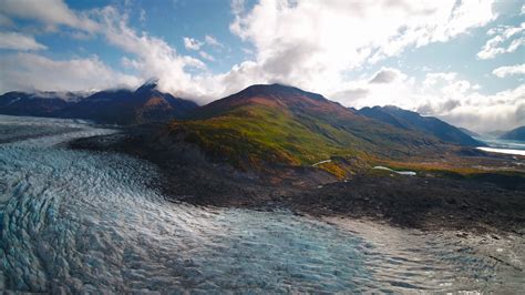 Aerial Alaska Knik Glacier September 2017 Sunny Day Wide Angle 4k