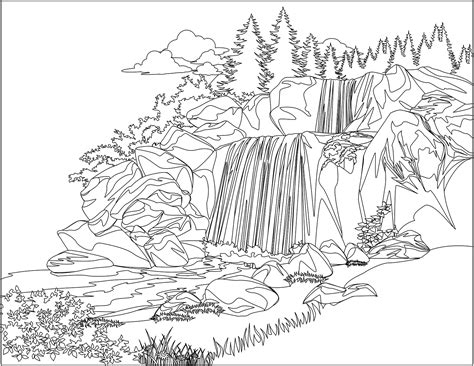 Desenhos De Paisagens Com Cachoeiras Para Colorir Desenhos De Paisagem Pdmrea