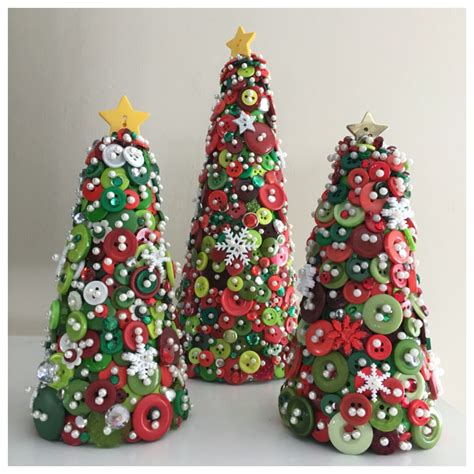 Easy To Make Button Christmas Trees Cbr Christmas Button Crafts