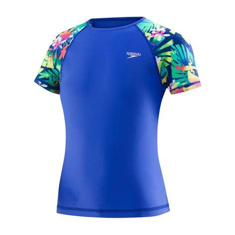 Speedo Girls Uv Swim Shirt Long Sleeve Rashguard Printed Clothing Rash