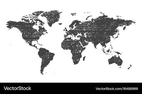 Grunge Texture Gray World Map Royalty Free Vector Image