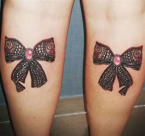 Lace Bow Tattoos On Back Legs