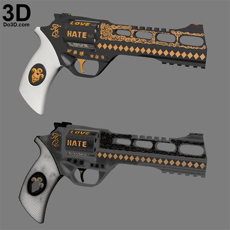 harley quinn pop gun revolver alternate variation 3d print cosplay collection replica