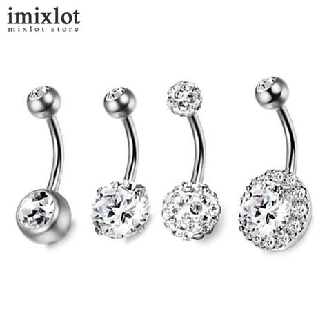 Imixlot 4 Pcsset Fashion Luxury White Zircon Navel Piercing Bell