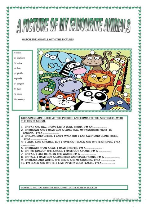 A Picture Of My Favourite Animals My Pictures Animal Worksheets
