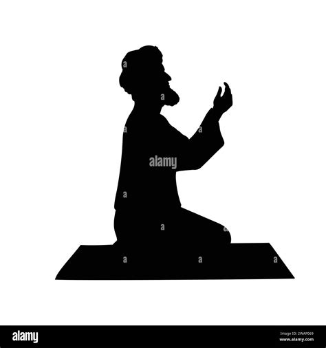 Silhouette Of Muslim Man Praying Vector Illustration Stock Vector Image