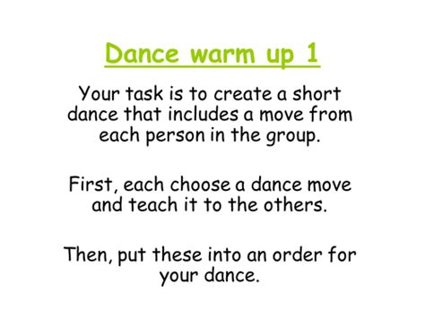 Dance Warm Up Cards By Sammyjj89 Teaching Resources Tes