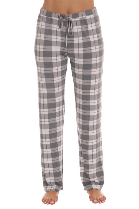 Followme Ultra Soft Solid Stretch Jersey Pajama Pants For Women Grey Plaid Small