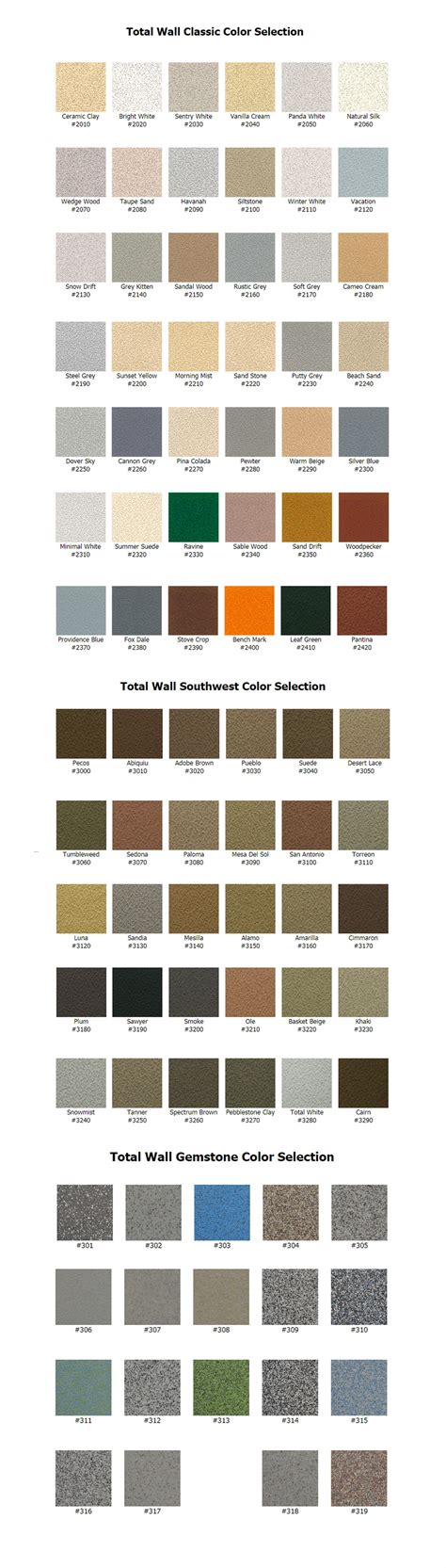 Stucco Paint Color Chart