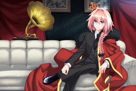 All Male Astolfo Braids Couch Crown Fang Fate Apocrypha Fate Grand Order Fate Series Long Hair