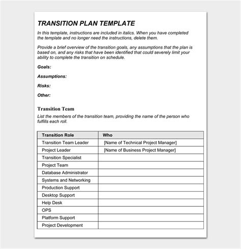 24 Free Transition Plan Templates Ms Word And Excel