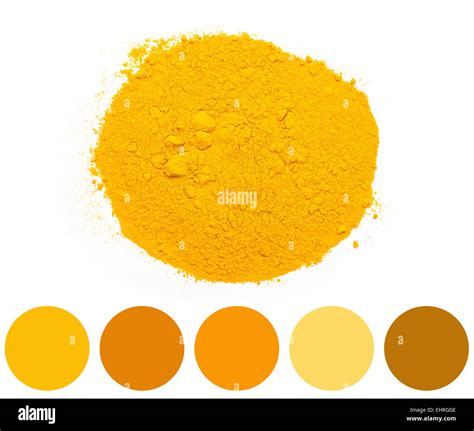 Color Palette Of Yellow Turmeric Powder Pile Stock Photo Alamy
