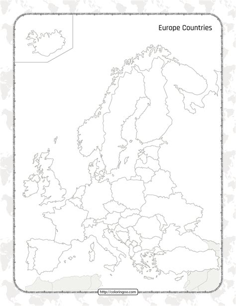 Printable Blank Map Of The Europe Countries Worksheet Europe Map
