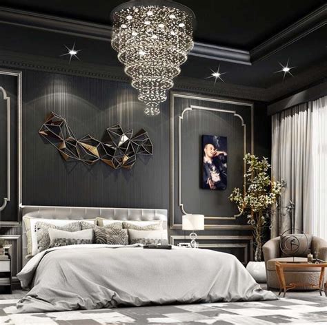Gorgeous Modern Style Black Bedroom Decor With Tall Tufted Headboard Bed Black Velvet Dramatic