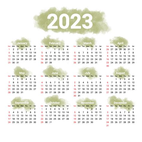 Calendario Acuarela 2023 Png 2023 Calendario Calendario Mensual Png