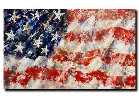 American Flag Painting Original Oil Artwork Wall Art Canvas Etsy