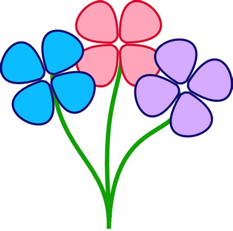 Three Colorful Flowers Clip Art At Vector Clip Art Online