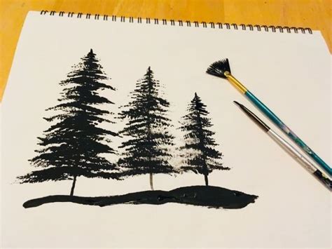 Painting Trees With A Fan Brush Step By Step Acrylic Painting Pine