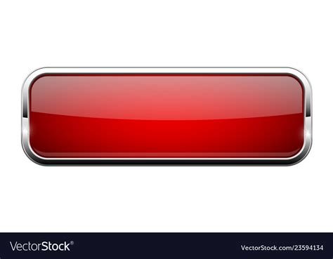 Red Glass Button Shiny Rectangle 3d Web Icon Vector Image
