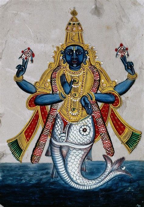 Vishnu In His Incarnation As Matsya In The Form Of A Fish 19th
