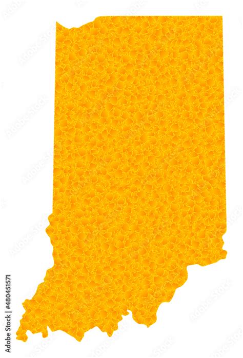 Vector Golden Map Of Indiana State Map Of Indiana State Is Isolated On