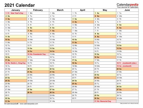 2021 Calendar Free Printable Word Templates Calendarpedia