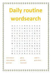 daily routine wordsearch esl worksheet  ewa