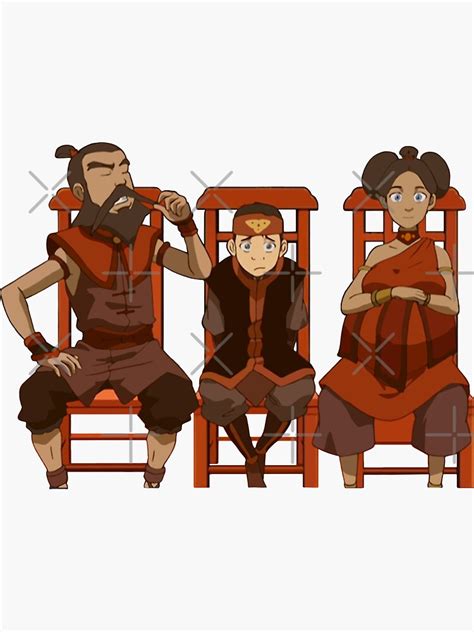 Sokka Aang And Katara As Wang Kuzon And Sapphire Fire Avatar Sticker For Sale By