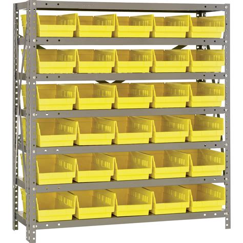 Quantum Storage Steel Shelving System With 30 Bins — 36inw X 12ind X