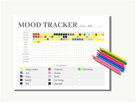 Daily Mood Tracker Yearly Mood Log Simple And Clean Printable Etsy Uk