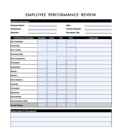 Free 7 Employee Review Templates In Pdf Ms Word Employee Evaluation Form