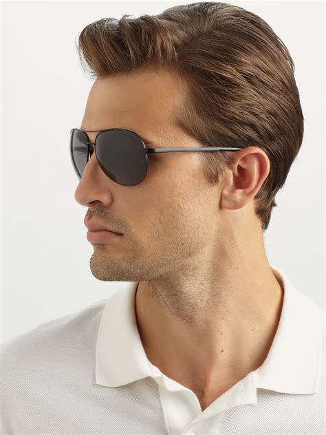 tom ford charles metal aviator sunglasses in black grey black for men lyst