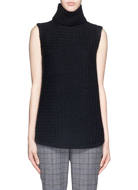 Lyst Theory Beylor T Chunky Knit Turtleneck Sleeveless Sweater In Black