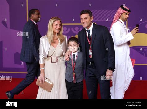 Javier Zanetti With His Wife Paula Zanetti And Son Ignacio Zanetti Arrives Prior To The Fifa