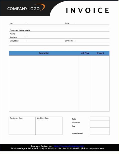 Download 36 Get Template Word Downloadable Free Printable Invoice